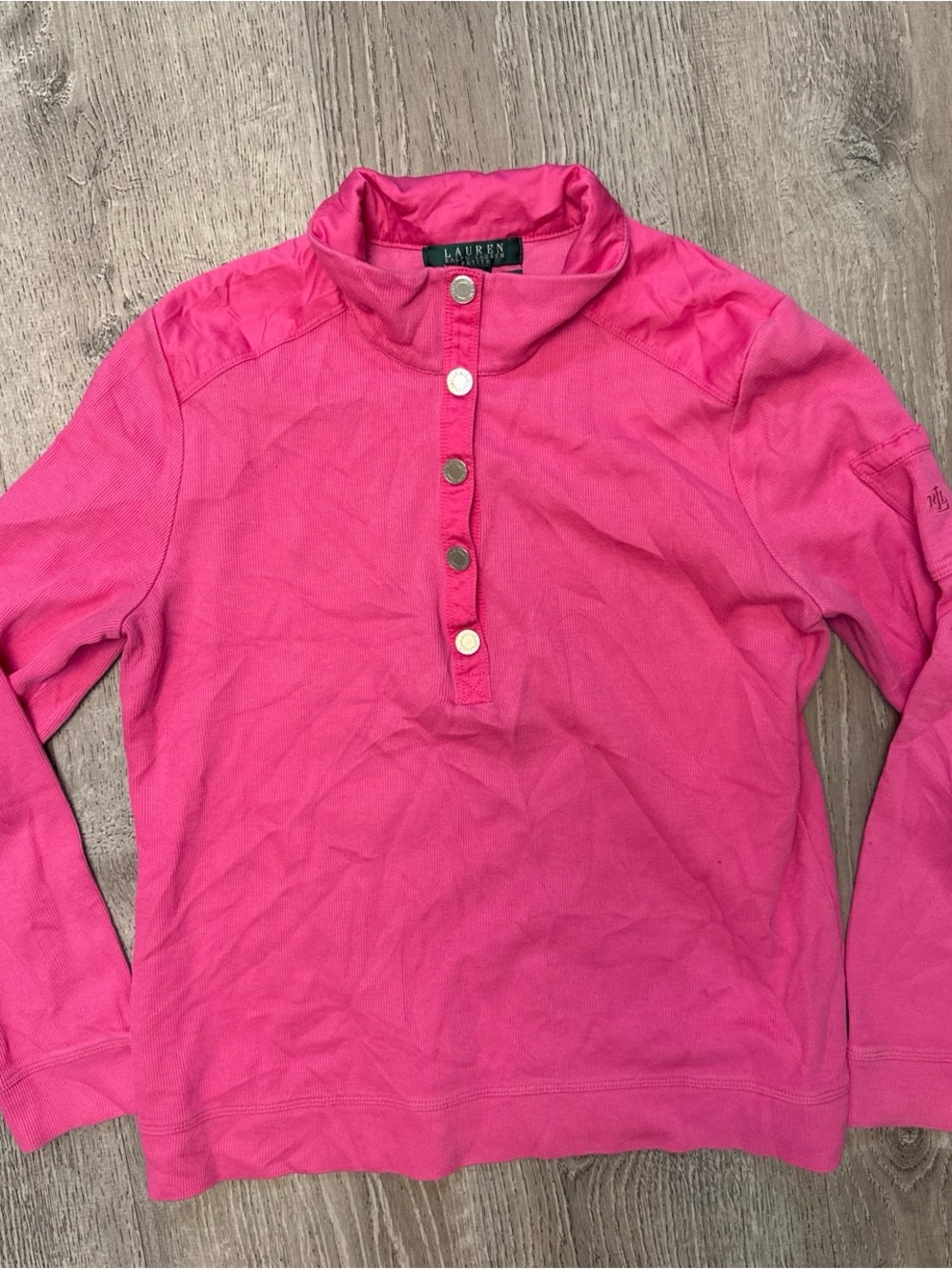 Lauren Ralph Lauren Girls' Pink Long-Sleeve Henley Top petite large